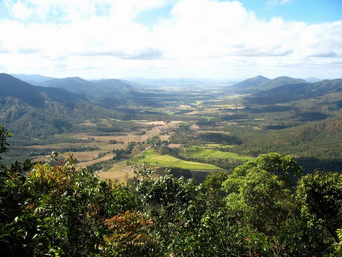 Scenic valley view from a hilltop park