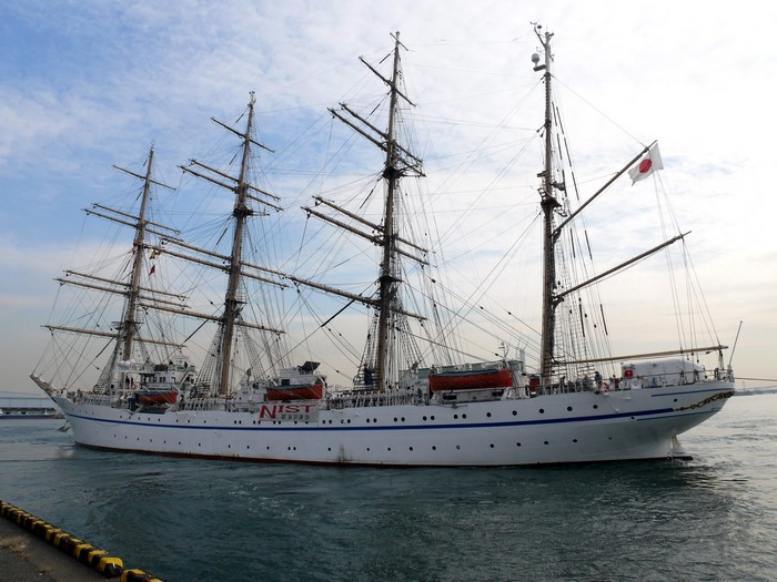 The Japanese training ship Nihonmaru sailing
