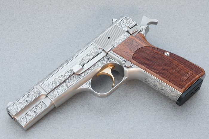 Engraved Browning Hi-Power Pistol