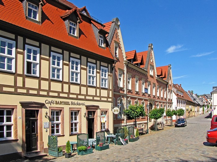 Street view of historic buildings in Germany