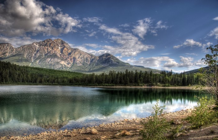 Pyramid Mountain reflected in Patricia Lake, Jasper National Park, Canada