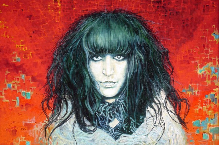 Portrait of a woman with dark hair by Wlodzimierz Kuklinski