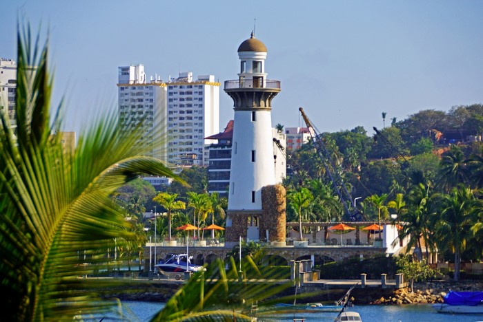 Lighthouse and buildings in Mexico