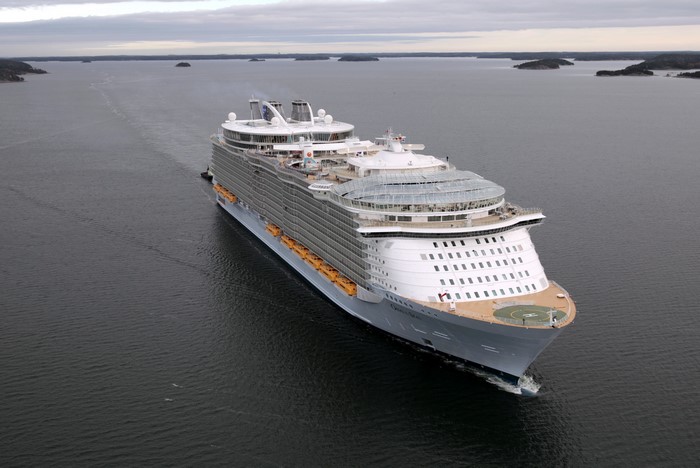 Large cruise liner sailing on the water