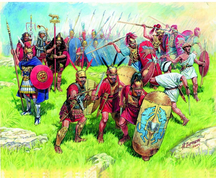 Roman soldiers in battle formation