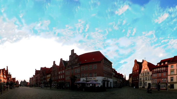 Street with historic buildings in Germany