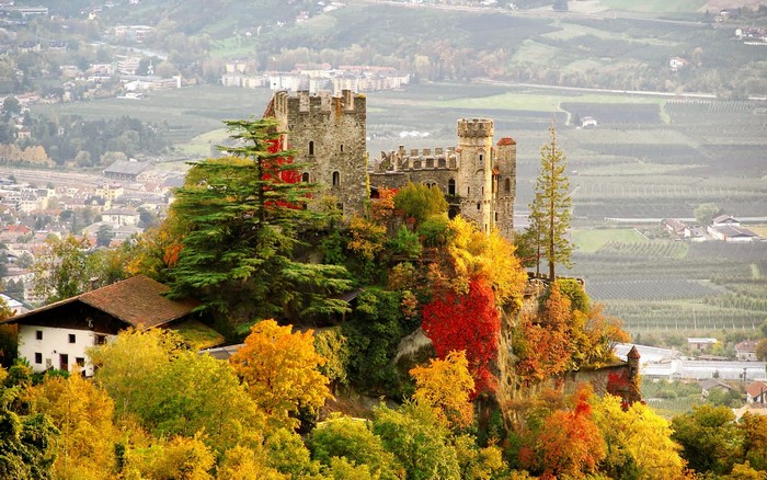 Brunnenburg Castle in South Tyrol, Italy during autumn