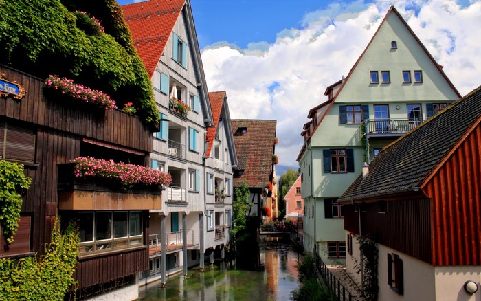 Buildings along a canal in Germany