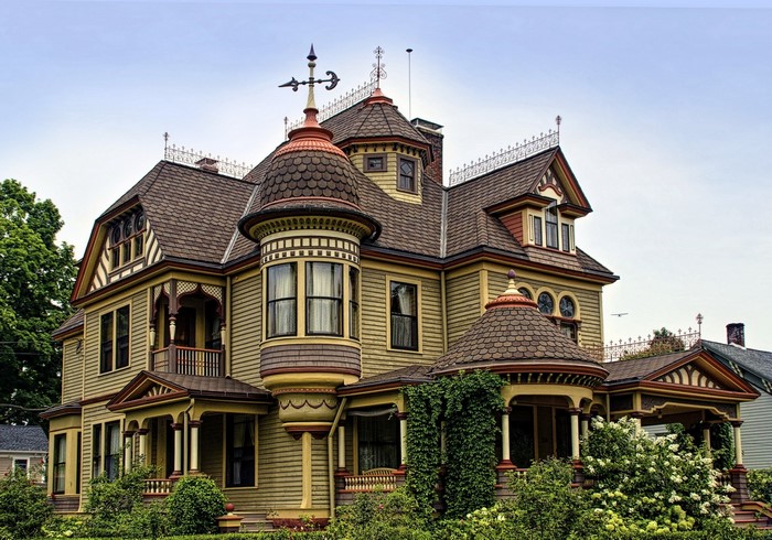 Victorian House with Turrets and Bay Windows