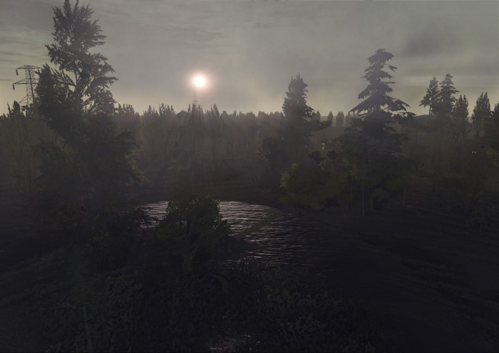 CryZone Online forest landscape with sun and power lines