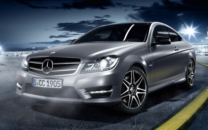 Silver Mercedes-Benz C-Class Coupe on Airport Tarmac