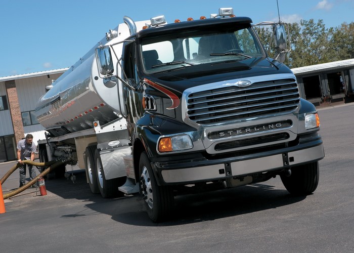 Sterling Trucks tanker truck being serviced