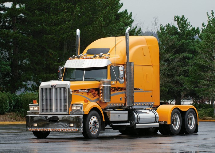 Orange Western Star Truck with Flames
