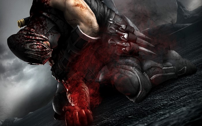 Ninja from Ninja Games covered in blood