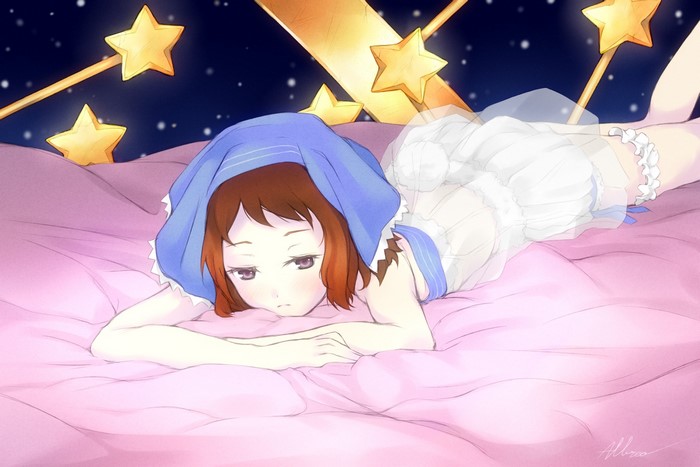 Houtarou Oreki and Eru Chitanda in bed
