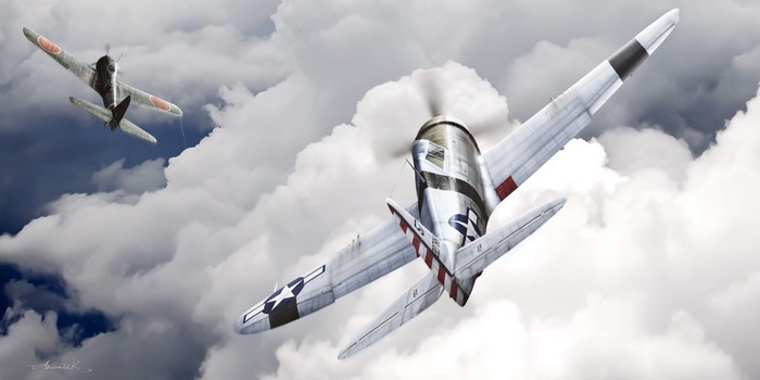 4K P-47 Airplane Painting Art