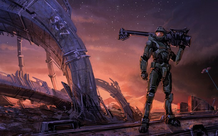 Master Chief with Rocket Launcher in Halo Ruins