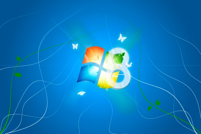 Windows 8 logo with butterflies and vines