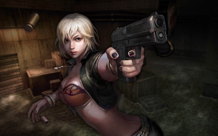 Woman with gun in Counter Strike