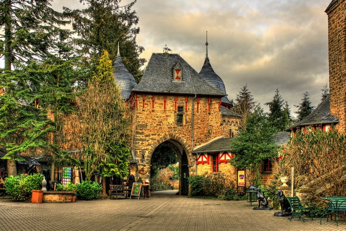 Burg Satzvey Castle gate and courtyard in Germany