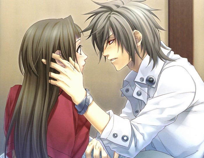 Hiiro no Kakera: Young man touching a woman's face