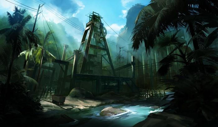 Abandoned mining facility in a jungle