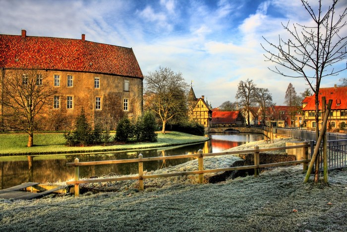 Castle in Steinfurt, Germany with a canal
