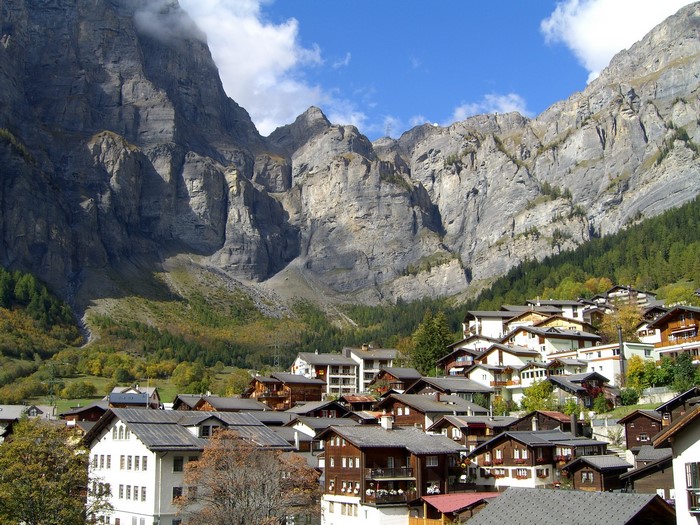 Leukerbad, Switzerland village nestled in a mountain valley
