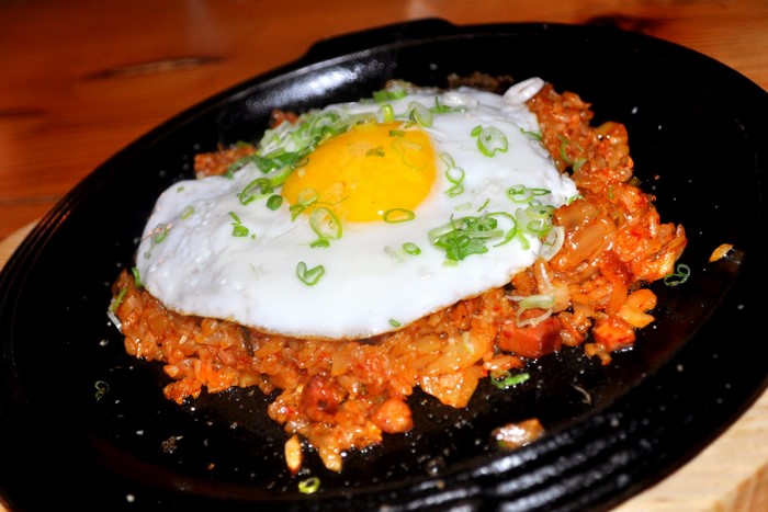 Kimchi fried rice with fried egg