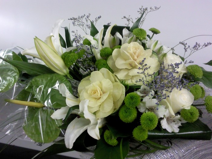 White and green floral arrangement