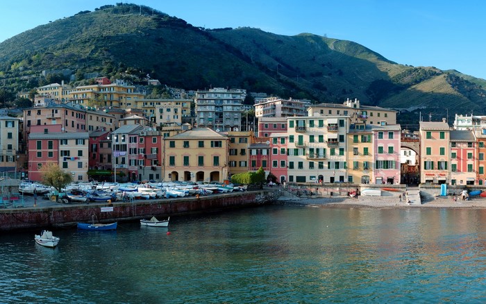 Colorful buildings on the waterfront in Italy