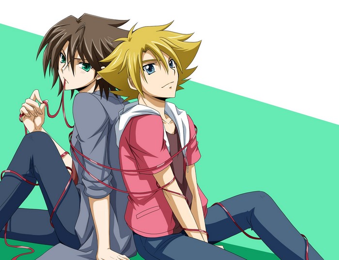 Two young men tied with red string