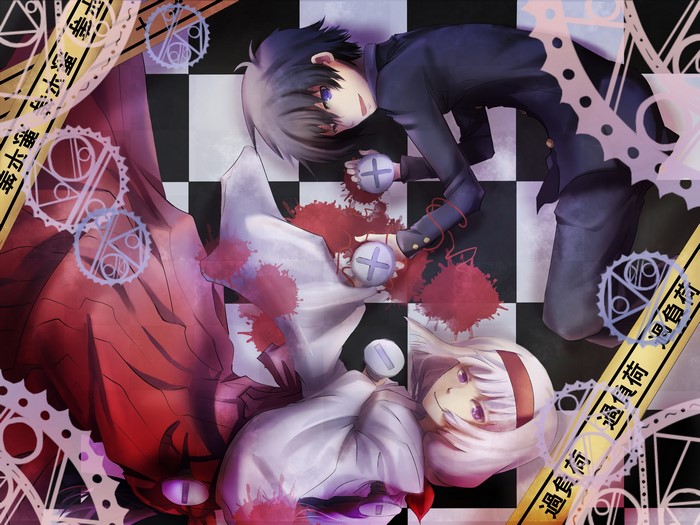 Medaka Box: Young man and girl with blood splatters