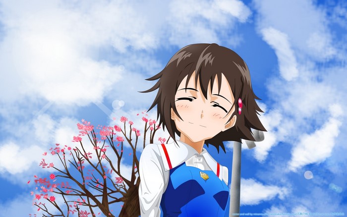 Girl from True Tears with cherry blossoms