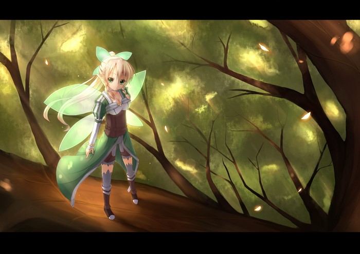 Leafa from Sword Art Online in a forest