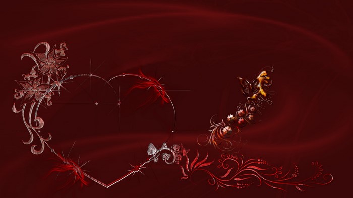 Valentine's Day Heart with Butterflies and Flowers