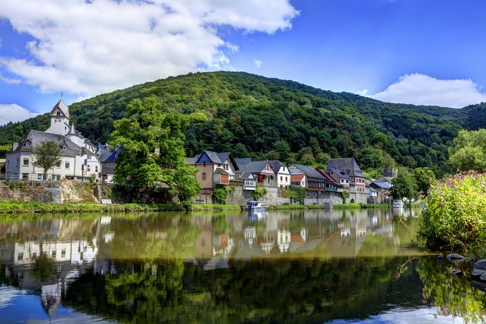 Village on a river in Germany