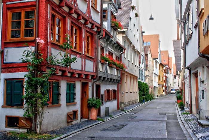 Half-timbered houses on a narrow street in Germany