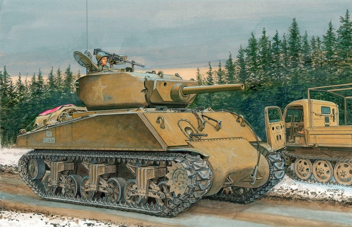 M4A3E2 Sherman tank in a snowy forest