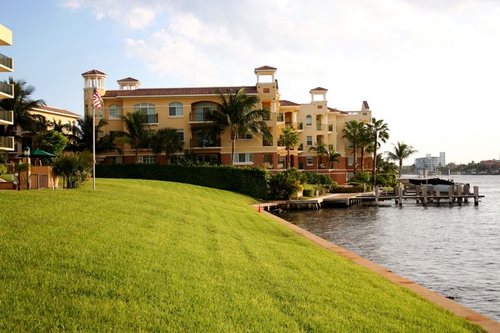 Apartment building on a canal in Florida