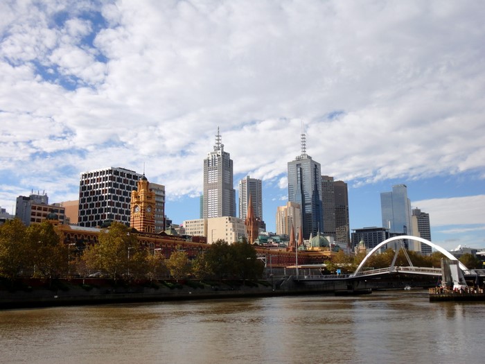 Melbourne Skyline with Yarra River and Bridge