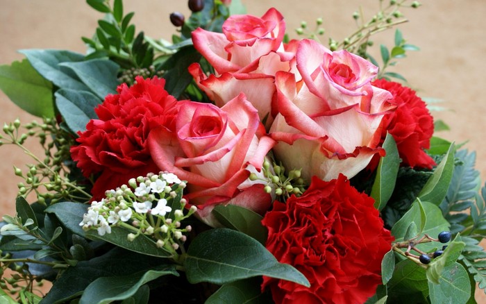 Bouquet of Roses and Carnations