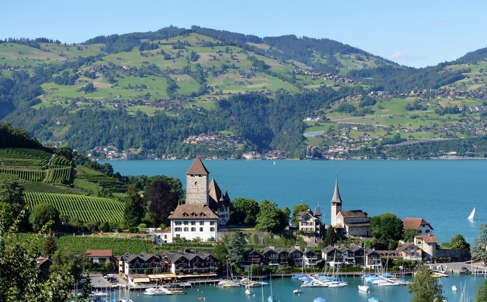 Village on Lake Thun, Switzerland