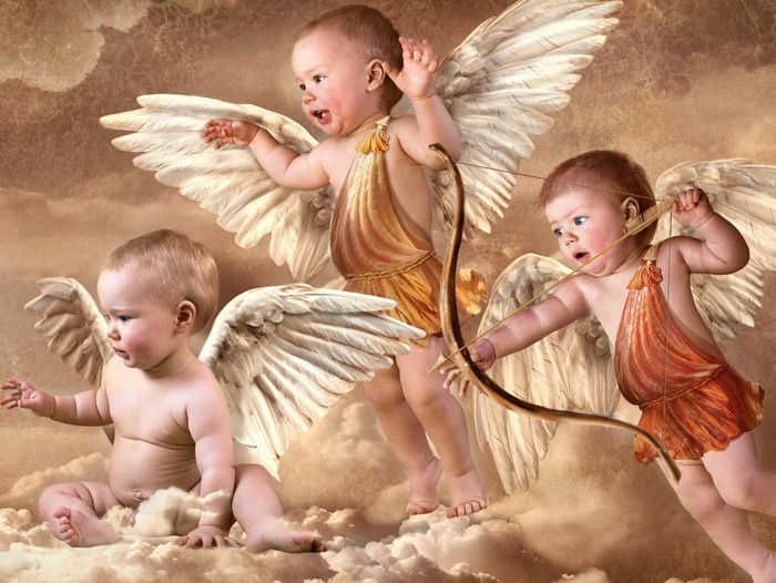 Three Cupids with Wings and Bows