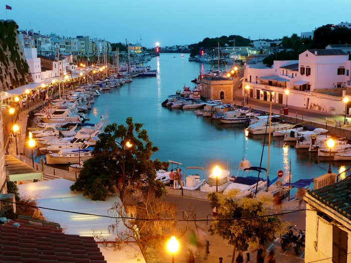 Port with boats at dusk in Spain