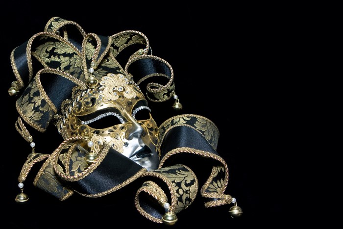Gold and Black Venetian Jester Mask