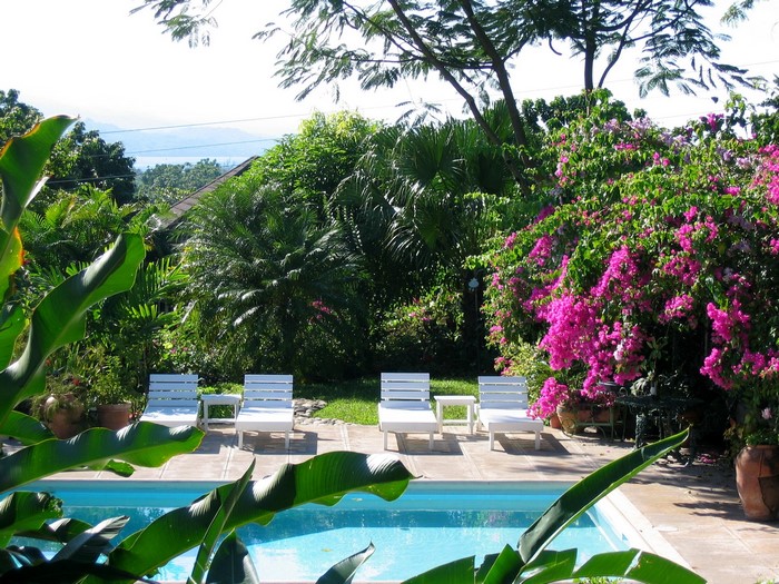 Villa Ocho Rios Jamaica swimming pool and lounge chairs