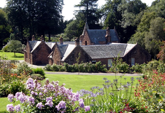 Stone houses with gardens in Scotland