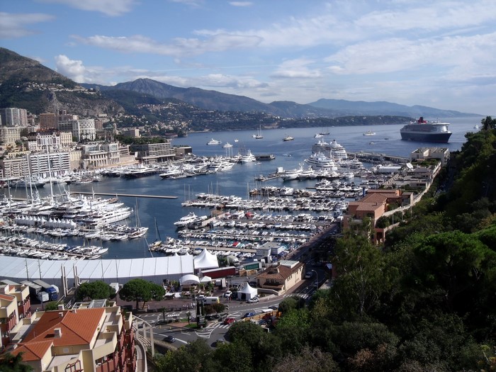 Port of Monaco with cruise ship and yachts