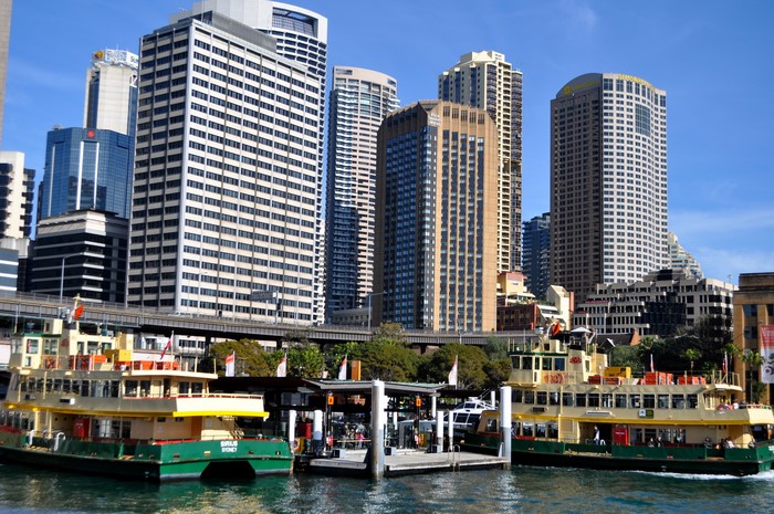 Ferries docked at Circular Quay, Sydney, Australia